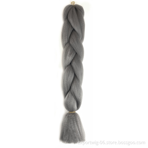 Jumbo Braiding Hair Extensions Yaki Straight High Temperature Synthetic Fiber 24 Inch 100g Solid And Mixing Color Gray Blue